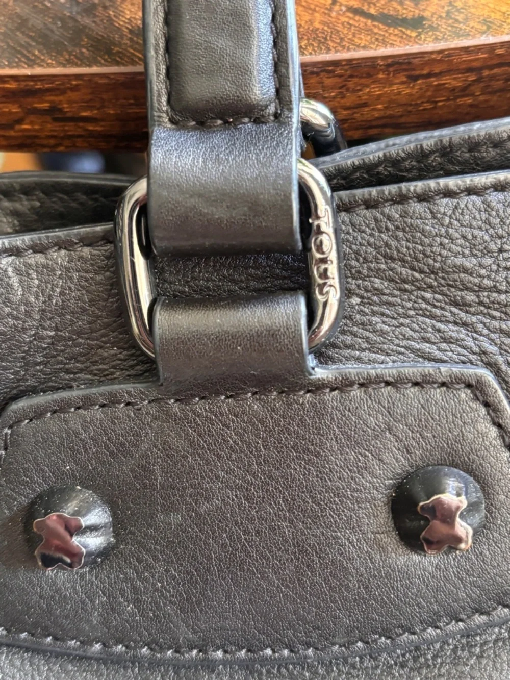 TOUS Studded Leather Bag Black